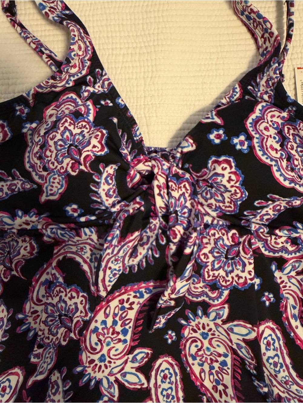 SWIM SOLUTIONS Paisley-Print Tummy-Control Swim Dress, Size 12, NWT - Picture 7 of 9